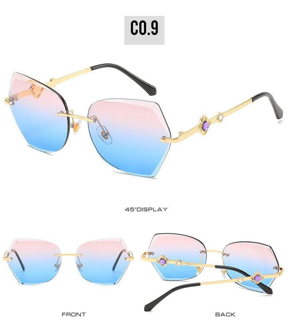 cross border new rimless sunglasses, European and American trends, diamond rimmed glasses, fashion and exquisite trimming Sunglasses