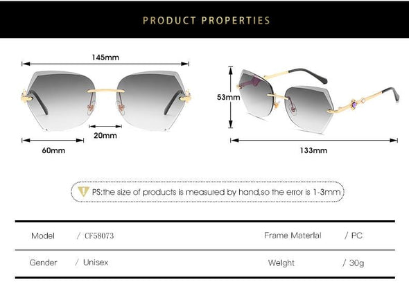 cross border new rimless sunglasses, European and American trends, diamond rimmed glasses, fashion and exquisite trimming Sunglasses