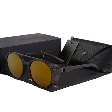 Men's Retro Round Polarized Steampunk Sunglasses