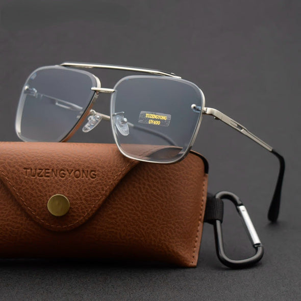 Classic Punk Sunglasses Women Fashion Square UV400 Gradient Lens Men Vintage Brand Design Metal Frame Glasses