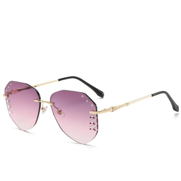 new frameless sunglasses fashion personality diamond trimming pilot sunglasses female gradient glasses