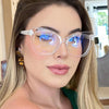 New Fashion Retro Cat Eye Anti Blue Light Glasses For Women Vintage Computer Eyeglasses Oversized Frame Double Blocking Eyewear