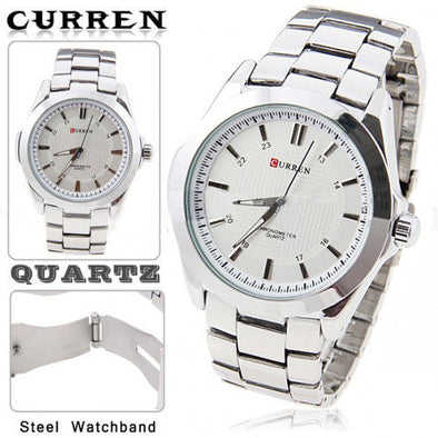 Jollynova Quartz Men's Stainless Steel Waterproof Watch (White 5.2cm Dial) - CUR082