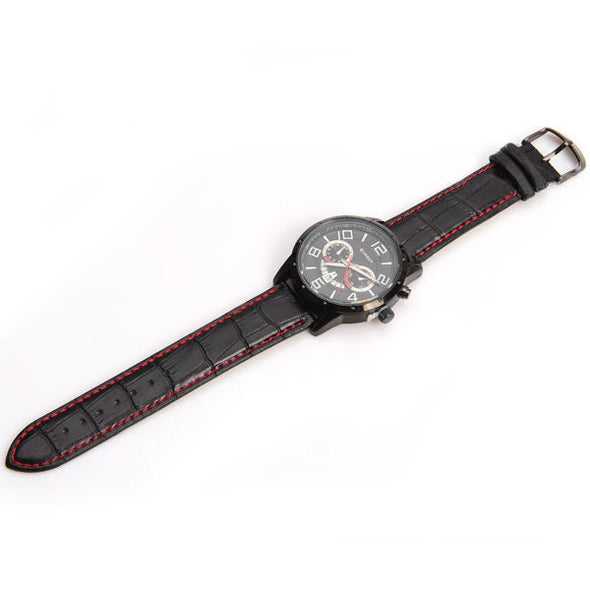 Jollynova Quartz Black Watch with Leather Band (Round 4.7cm Dial) - Unisex - CUR115
