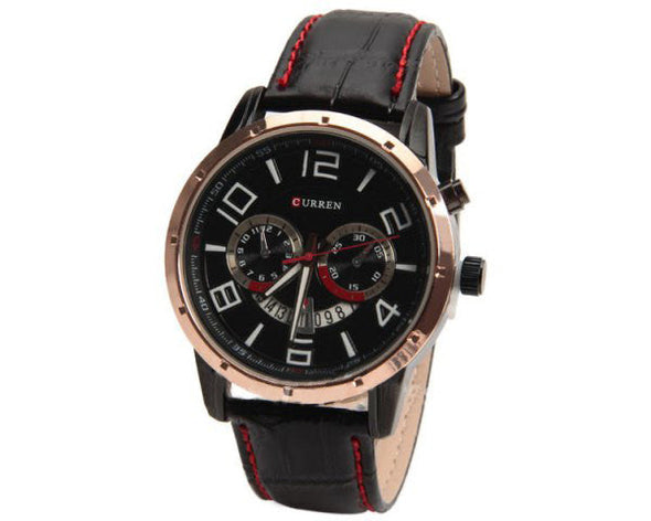 Jollynova Quartz Watch with Leather Band (Black 4.7cm Dial) Unisex - Champagne - CUR116