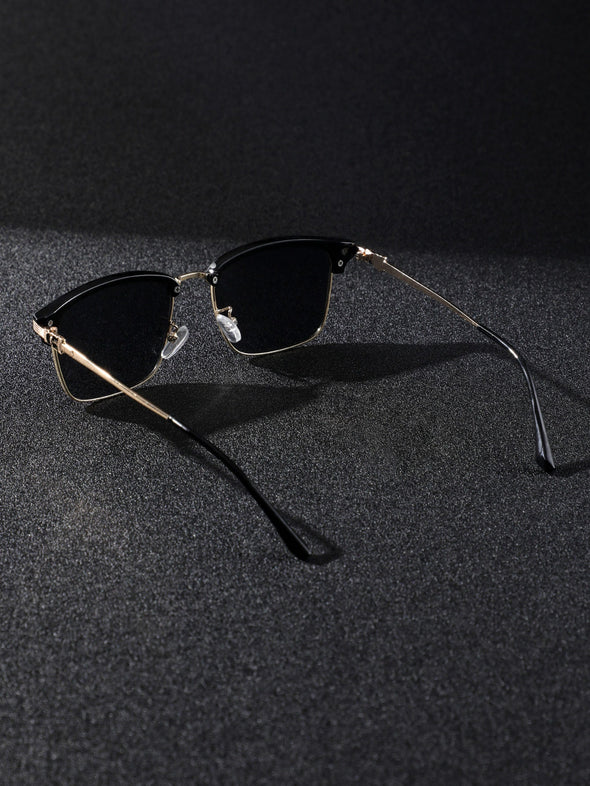 1pair Men Minimalist Sunglasses Beach Black Shades Make a Bold Statement With These Men's Punk Metal Glasses