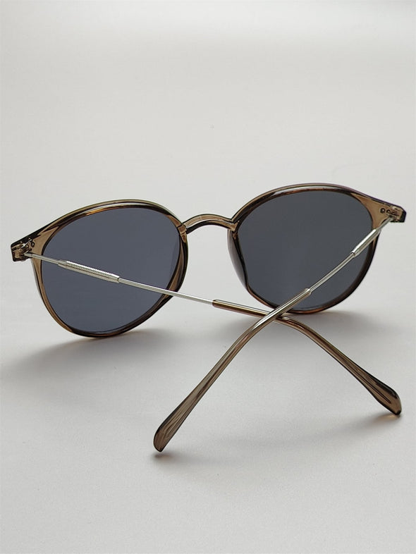 1pc Men's Fashionable Oval Shaped Eyeglasses With Metallic Decor