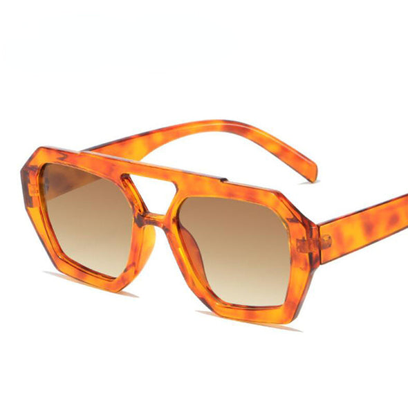 Double Bridges Women's Sunglasses Big Frame Leopard Brown Gradient Eyewear Fashion Luxury Designer Sun Glasses Men Shades