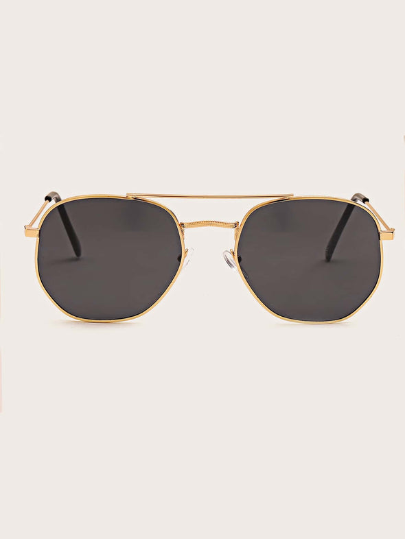 1pair Unisex Top Bar Geometric Frame Vintage Sunglasses