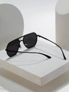 1pc Unisex Pilot Sunglasses For All Seasons, Outdoor Windproof Sunscreen Geometric Polygon Eyewear, Fashion Metal Frame Black/green Lens Glasses