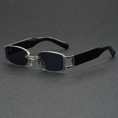 1 Pair Of Small-frame Square Sunglasses, Metal Simple And Fashionable Glasses, Suitable For Daily Outings