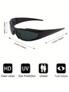 1pc Men Black Sports Around Geometric Frame Fashion Sunglasses For Camping Cycling Fishing Classic Clothing Accessories