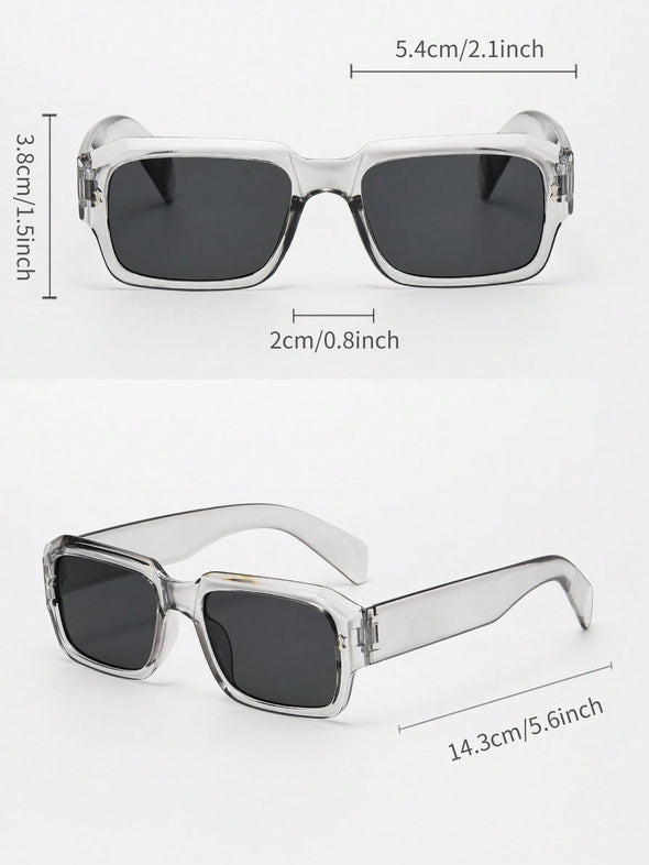 1pc Retro Rectangular Frame Sunglasses For Men And Women Plastic Fashion Classic Decorative Outdoor Travel Beach Vacation Anti-Uv Glasses