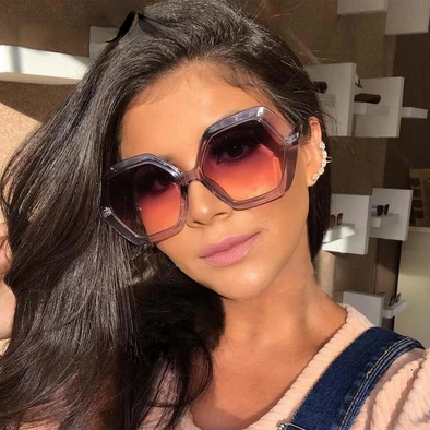 Fashion Retro Sunglasses Ladies Hexagon Big Frame Sunglasses Famous Designer Brand Glasses  Latest Sunglasses Hot UV400
