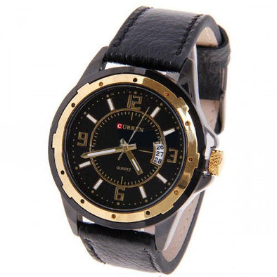 Jollynova Unisex Watch with Black Leather Band (Black 4.8cm Dial) - CUR012