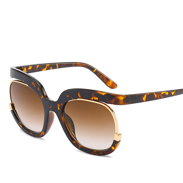Women Sunglasses Luxury Brand High End half Frame Club Green Tea Oval Sun Glasses for women female sunnies