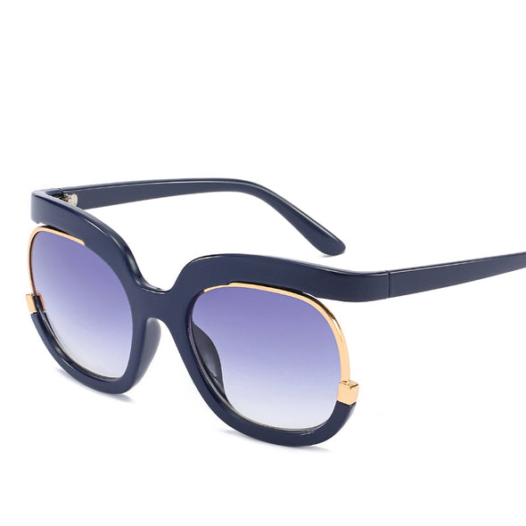Women Sunglasses Luxury Brand High End half Frame Club Green Tea Oval Sun Glasses for women female sunnies