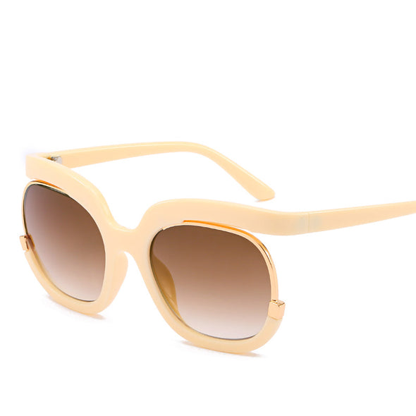 Women Sunglasses Luxury Brand High End half Frame Club Green Tea Oval Sun Glasses for women female sunnies