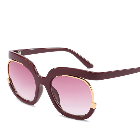 Women Sunglasses Luxury Brand High End half Frame Club Green Tea Oval Sun Glasses for women female sunnies