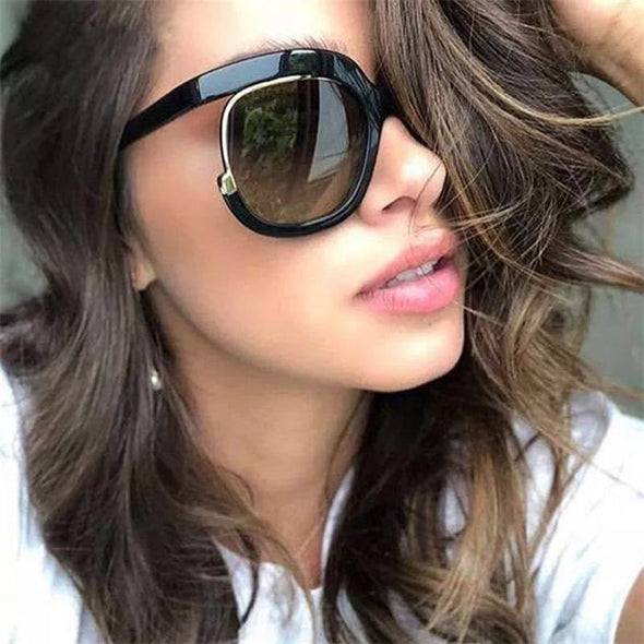 Women Sunglasses Luxury Brand High End half Frame Club Green Tea Oval Sun Glasses for women female sunnies