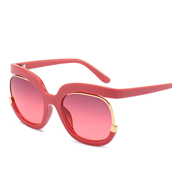 Women Sunglasses Luxury Brand High End half Frame Club Green Tea Oval Sun Glasses for women female sunnies