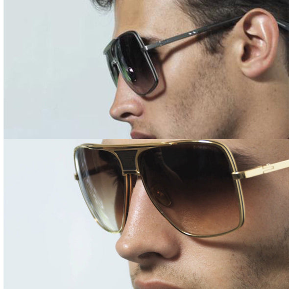 Fashion Metal gradient square frame men's sunglasses brand Design driving sunglasses Vintage sun Glasses