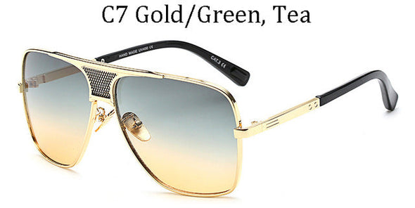 Fashion Metal gradient square frame men's sunglasses brand Design driving sunglasses Vintage sun Glasses