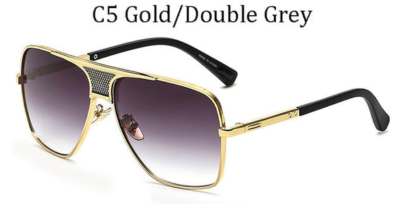 Fashion Metal gradient square frame men's sunglasses brand Design driving sunglasses Vintage sun Glasses