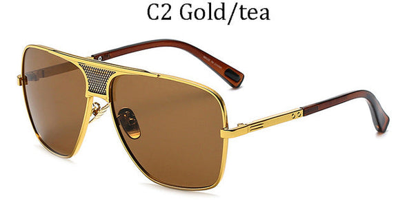 Fashion Metal gradient square frame men's sunglasses brand Design driving sunglasses Vintage sun Glasses
