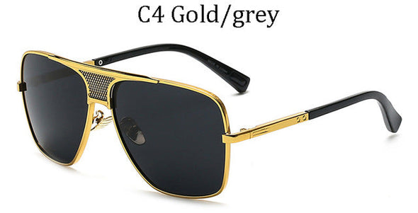 Fashion Metal gradient square frame men's sunglasses brand Design driving sunglasses Vintage sun Glasses