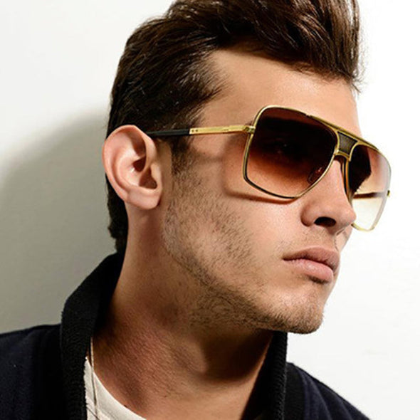 Fashion Metal gradient square frame men's sunglasses brand Design driving sunglasses Vintage sun Glasses