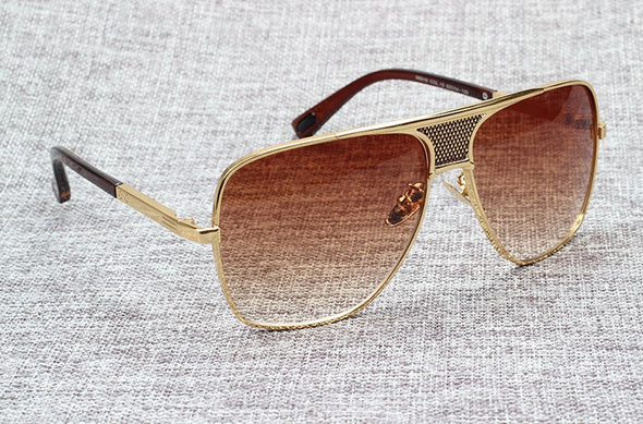 Fashion Metal gradient square frame men's sunglasses brand Design driving sunglasses Vintage sun Glasses
