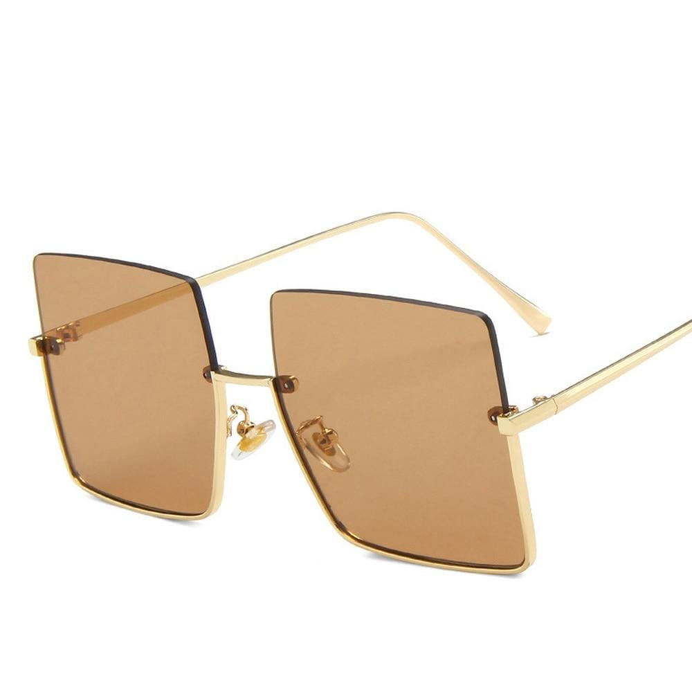 Square Rimless Sunglasses,Summer Glasses Fashion Sun Glasses For  Men,Women,Oversized Sun Glasses