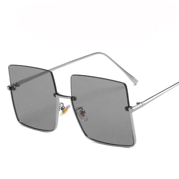 Rimless Sunglasses Women Retro Oversized Square Sun Glasses Half Metal Frame