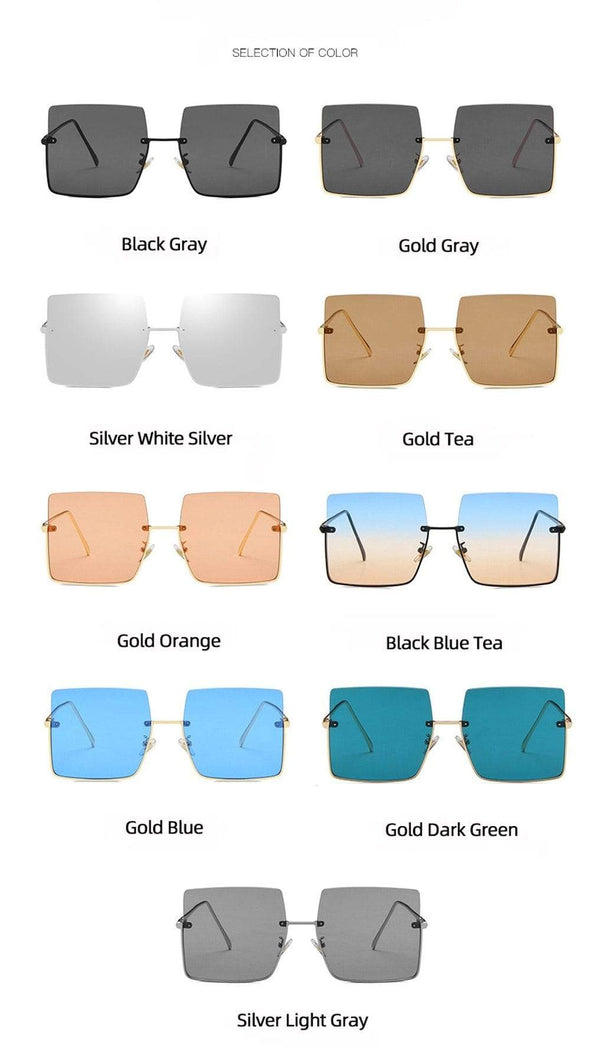 Square Rimless Sunglasses Women  Luxury Glasses Women/Men Retro Brand Eyeglasses Women Metal Gafas