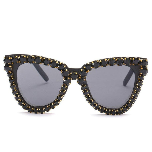 Vintage Fashion Luxury Cat Eye Diamond Crystal Rhinestone Frame Brand Designer Sun Glasses