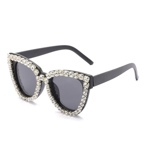 Vintage Fashion Luxury Cat Eye Diamond Crystal Rhinestone Frame Brand Designer Sun Glasses