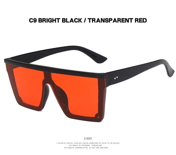 Square Women  Luxury Vintage Design Big Frame Mirror Sunglasses