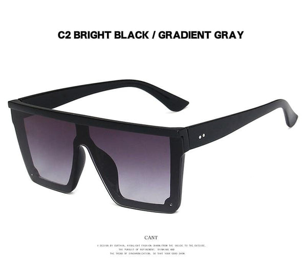 Square Women  Luxury Vintage Design Big Frame Mirror Sunglasses