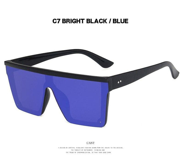 Square Women  Luxury Vintage Design Big Frame Mirror Sunglasses