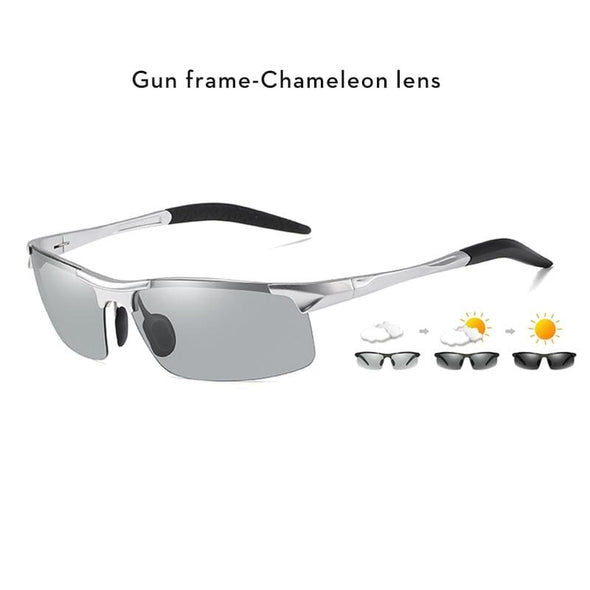 Aluminum Rimless Photochromic Sunglasses Men Polarized Day Night Driving Glasses Chameleon Anti-Glare gafas de sol hombre