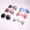 Vintage Rimless Rhinestone Sunglasses Women Men Retro Cutting Lens Gradient Sun Glasses Female UV400