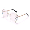 Vintage Rimless Rhinestone Sunglasses Women Men Retro Cutting Lens Gradient Sun Glasses Female UV400