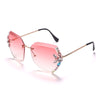 Vintage Rimless Rhinestone Sunglasses Women Men Retro Cutting Lens Gradient Sun Glasses Female UV400