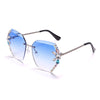 Vintage Rimless Rhinestone Sunglasses Women Men Retro Cutting Lens Gradient Sun Glasses Female UV400