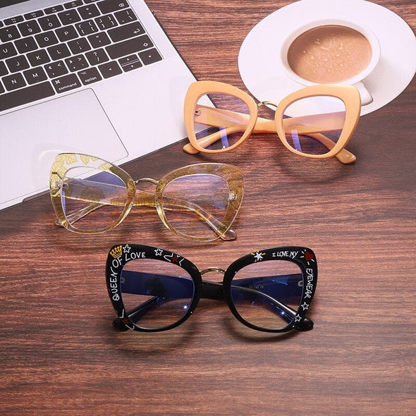 Fashion Cat Eye Glasses Women Men Computer Eyeglasses Optical Blue Light Glasses Leopard Retro Spectacles Frame