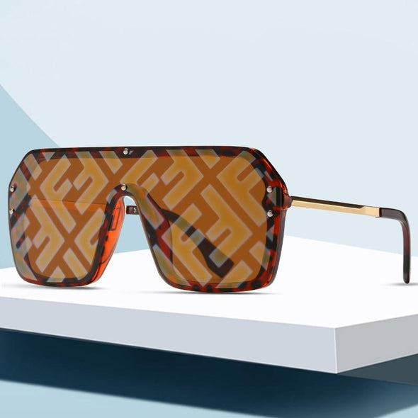 Futuristic Leopard FF Sunglasses Women Oversized Glasses
