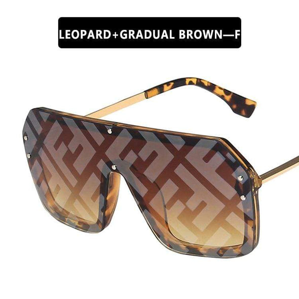 Futuristic Leopard FF Sunglasses Women Oversized Glasses