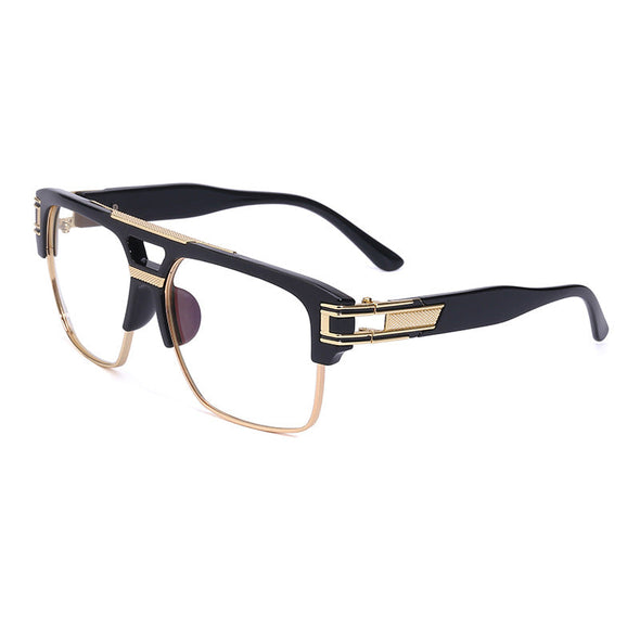 Big Square Sunglasses Men Luxury Metal Plastic Frame Classic Glass Retro Gradient Black Blue Oversized Lens Eyeglasses