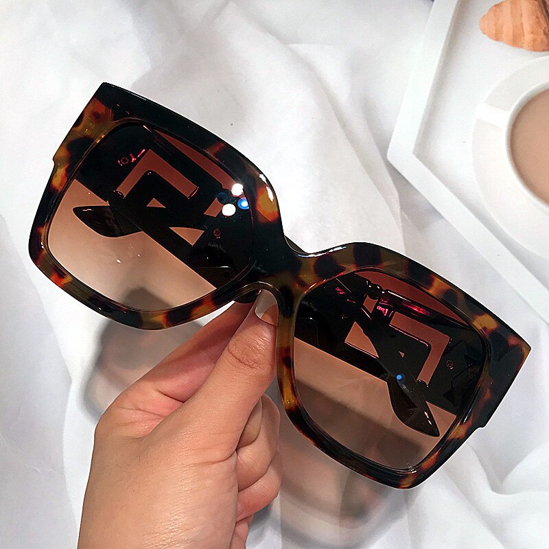 Oversized Sunglasses | Retro Vintage Sunglasses | Classic Glasses for Men & Women | Black and Leopard